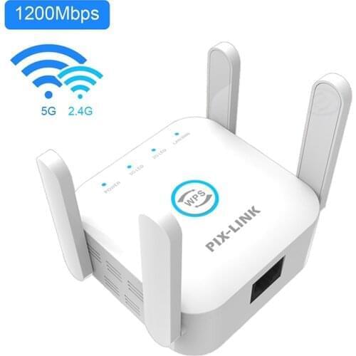 PIXLINK 2.4Ghz/5Ghz WiFi Repeater Wireless Long Range Extender AC1200 Network Booster Amplifier Rourters Signal 300/1200Mpbs