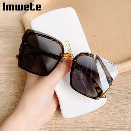 Imwete Luxury Oversized Rimless Sunglasses Women Men Retro square Sun Glasses Brand Design Outdoor Goggles UV400 Eyeglasses