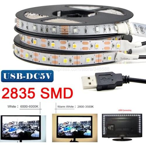 5V USB LED Strip Light 0.5m 1m 2m 2835 SMD TV Background Decoration Fairy Light Warm White Cool White RGB IP20 IP65 Waterproof
