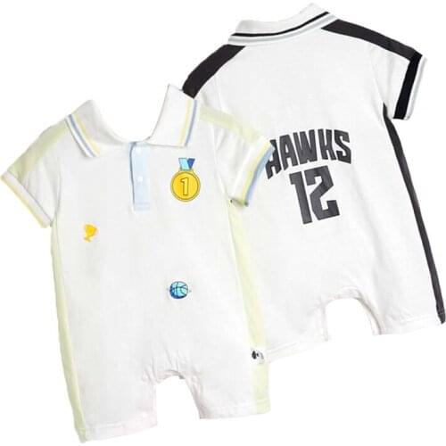 Printed Football Jersey Tracksuit Polo Shirt One Piece Romper for Baby Boys Girls Cotton Clothes for Newborn Jumpsuit for Kids