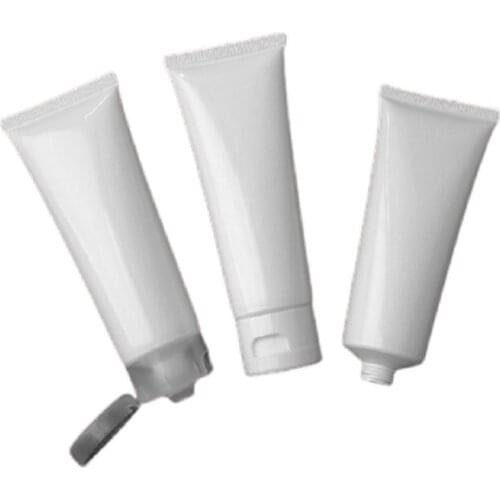 White Cosmetic Squeeze Tubes 80ML 80g Black Clear Flip Lid Empty Facial Cleanser Hand Body Cream Packaging Bottles 50pcs