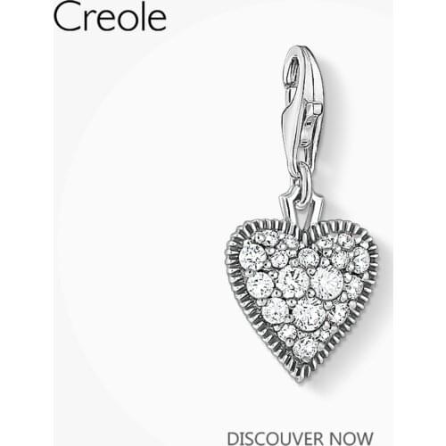 Vintage Heart Charms CZ Pave Pendant,2020 Spring Brand Fashion New Jewelry 925 Sterling Silver Gift for Women Girls