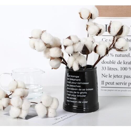 50cm 10 Head Naturally Dried Cotton Flower Artificial Plants Floral Branch for Wedding Party Home Vase Flowers Arrangement Decor