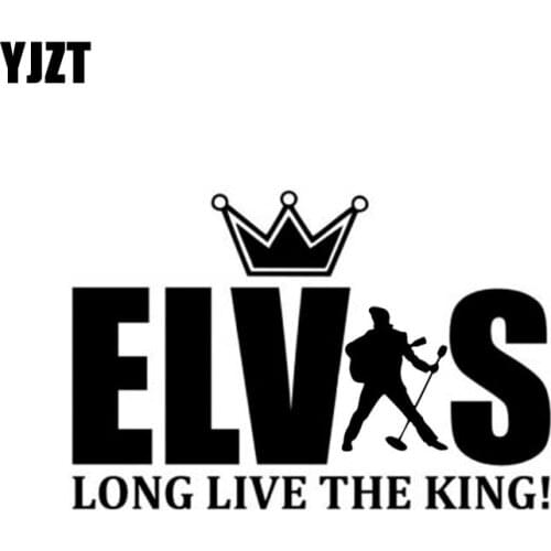 YJZT 15CM*10CM ELVIS PRESLEY LONG LIVE THE KING VINYL DECAL CAR STICKER Black/Silver C3-0006