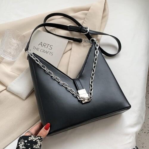 Women Bags 2021 Chest Luxury Black Shoulder Crossbody Bags And Handbags For Women Pu Leather Chain Design Small V-shape Bucket P