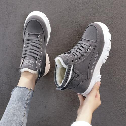 Ladies Casual Shoes Lace-up Fashion Sneakers Platform Snow Boots Winter Women Boots Warm Plush Womens Shoes Zapatos De Mujer