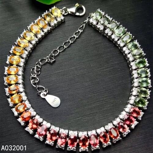 KJJEAXCMY fine jewelry natural Colored sapphire 925 sterling silver new women hand bracelet support test lovely