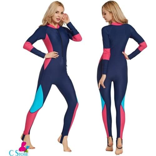 High quality women Lycra wetsuit color stitching Surf Diving Equipment Jellyfish clothing long-sleeved piece fitted