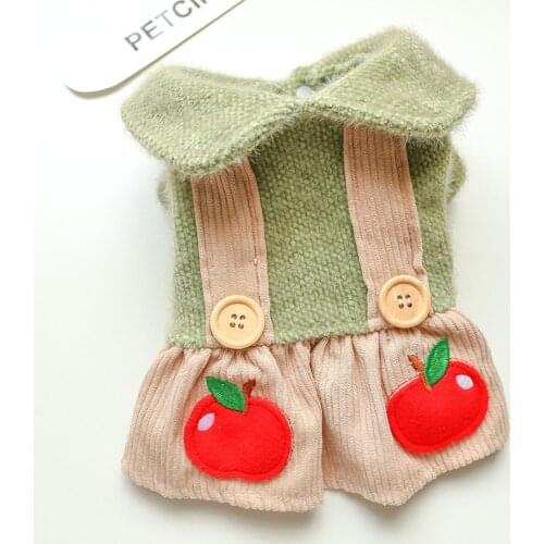 Winter Dog Clothes Apple Dress Pets Outfits Warm Clothes for Small Dogs Cat Costumes Coat Jacket Puppy Sweater Dogs New