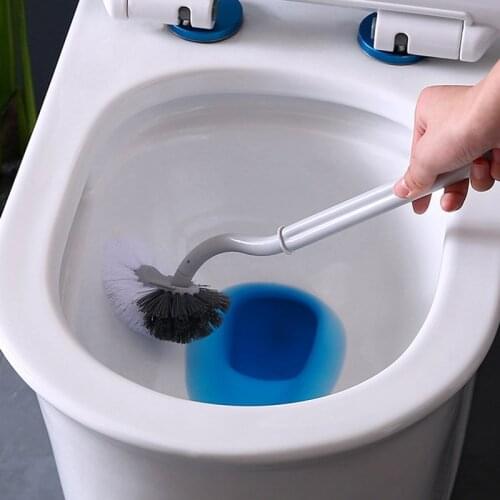 1Pc Toilet Brush Dead Corner Cleaning Double Side Curved Plastic Brush Toilet Bathroom Long Handle Cleaning Brush
