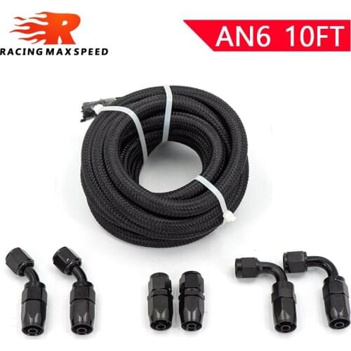 10FT 20FT 6AN AN6 & Stainless Steel Braide Oil Fuel Hose Line +AN6 Hose End Ftting Adapter Oil Hose Kit With Clamps