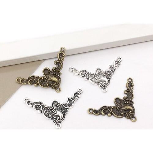 10Pcs Three Hole Charms Connectors 28mm x 40mm DIY Jewelry Making Alloy Findings Accessory For Necklaces Earrings