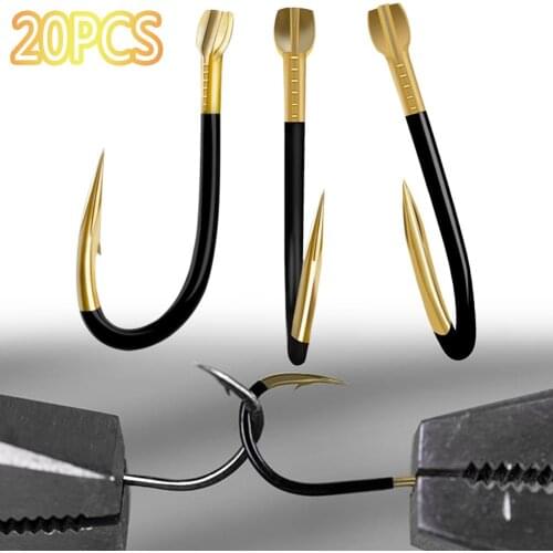 20Pcs Titanium Alloy Fishing Barbed Hook Worm Bait Holder Fish Tackle Tools