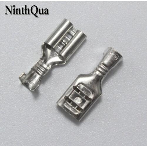 50pcs 4.8mm Female Uninsulated Spade Crimp Connector Terminal Block for Auto Electric Car Motorcycle