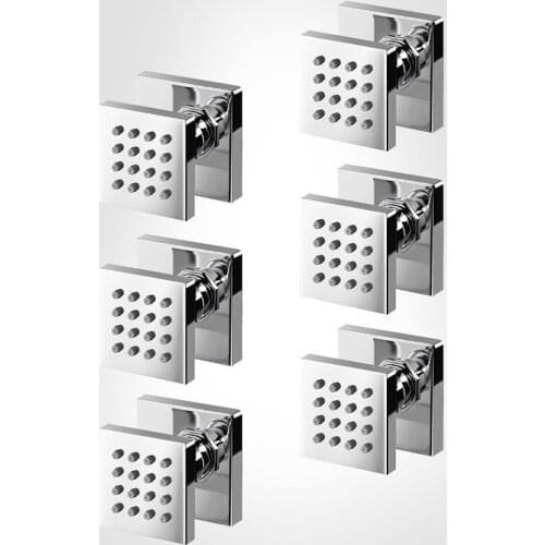 6 PCS BATHROOM SQUARE SOLID BRASS CHROME SHOWER HEAD 1/2" SPOUT MASSAGE SPA FAUCET BODY JETS Sprayer Nozzle 03-031