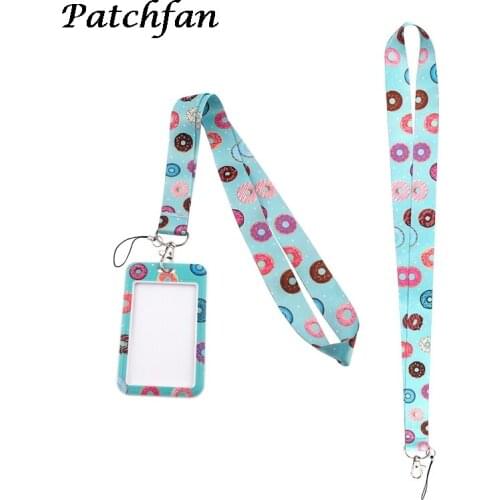 AD430 Patchfan Cartoon Donuts Necklack Lanyard Key Gym Strap Multifunction Mobile Phone Decoration With Card Holder Cover
