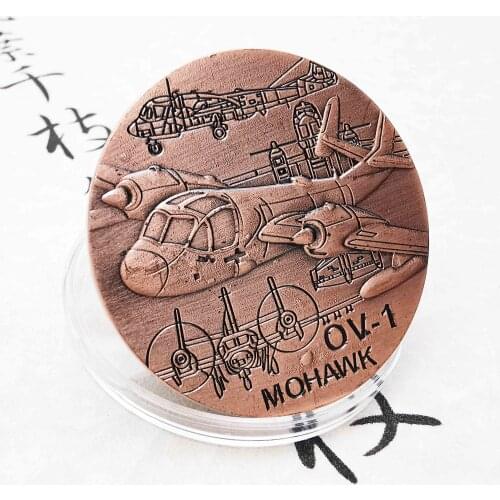 US Army MOHAWK Helicopter Commemorative Coin Fighter Transport Main Force Challenge Red Copper Coins Collectibles