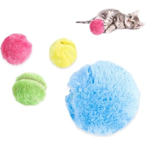Automatic Ball Dog Cat Toy Magic Roller Ball Chew Plush Floor Clean Toys Electric Pet Automatic Pet Plush Ball