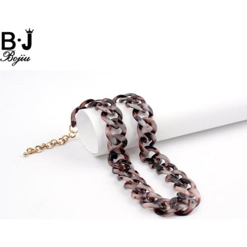 BOJIU Women Necklace Resin Party Wedding Noble Charm Fashion Link Accessories Statement Chain Necklaces Birthday Gifts NKS080