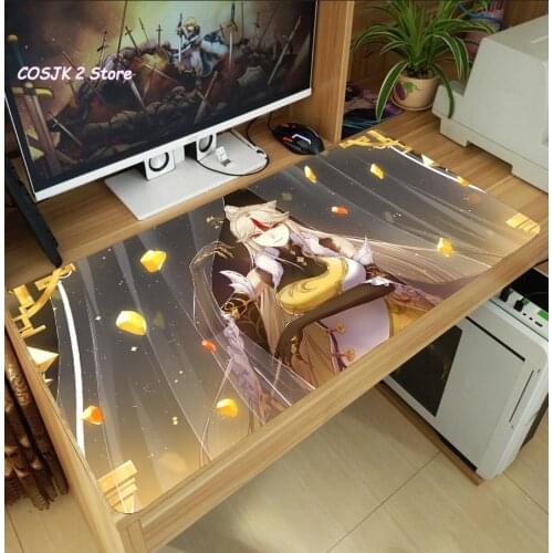 Anime Game Genshin Impact Ningguang Large Mouse Pad Gaming Computer Desk Keyboard Mat Anti-Slip Playmat Mousepad Cosplay Gift