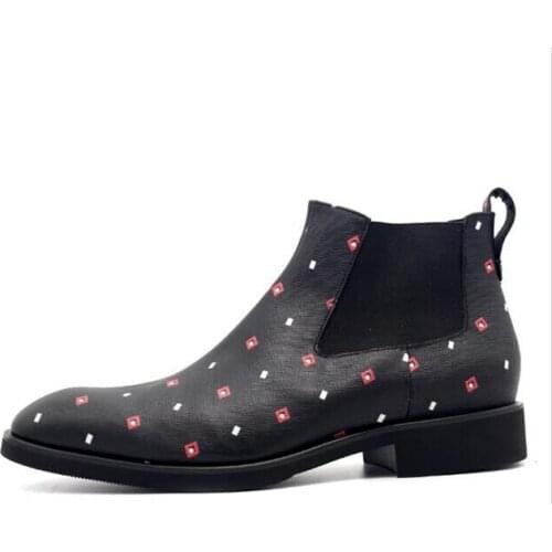 New winter handmade genuine leather slip on ankle boots men pointed toe chelsea boots men shoes classics black mens boots