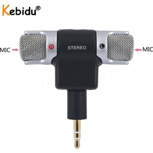 Kebidu Digital Mini 3.5mm Jack Electret Condenser Stereo Clear Voice Microphone for PC for Universal Computer Laptop