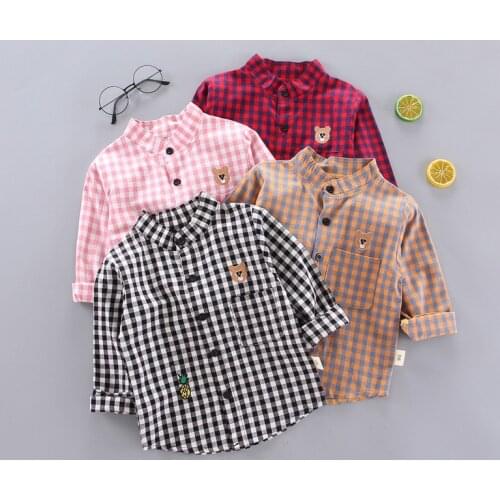 Childrens Long Sleeve Shirt Boys Shirts for Girls Long Sleeve Plaid Shirts Kids Plaid Shirt Girls Red Shirt Long Sleeve Shirt