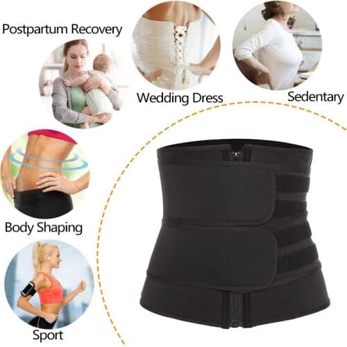 Women Waist Shaper Fitness Trainer Fitness Sauna Sweat Neoprene Slimming Belt Girdle Shapewear Modeling Strap Zipper Shaper