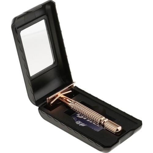 Double Edge Safety Razor Alloy Mens Manual Shaver Handle with Blade Gold