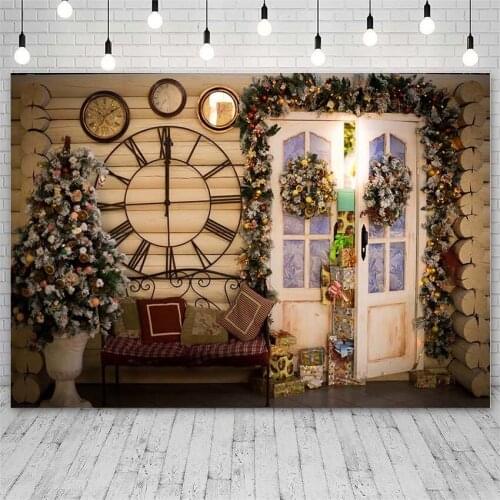 Avezano Christmas Tree Backdrops Winter Mistletoe Wreath Clock Sofa Decor Banners Photography Background Photo Studio Photozone