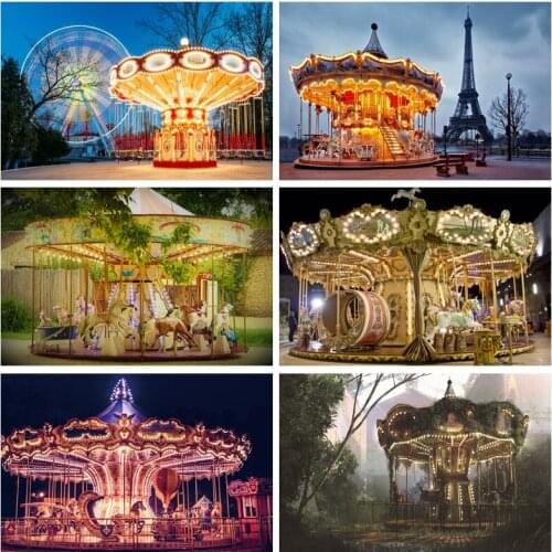 Yeele Playground Golden Carousel Children Land Baby Photography Backgrounds Customized Photographic Backdrops for Photo Studio
