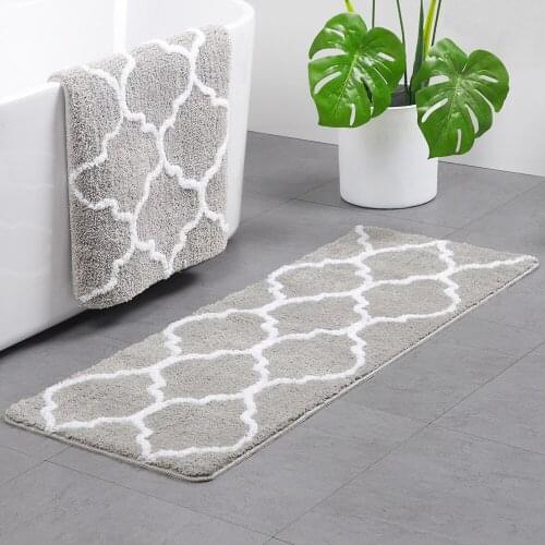 Moroccan Trellis Design Area Rug 1.5 cm thicken shaggy bathroom mat ,Nordic style geometric slip-resistant shower mat