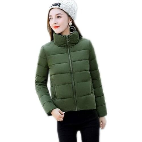 Long SLeeve 2018New Autumn Winter Women Short Parkas Female Stand-Collar Down Cotton Jacket Stand-Collar Slim Winter Coats Q826