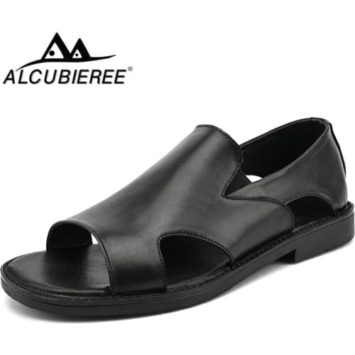 ALCUBIEREE New Summer Men Sandals 2021 Leisure Beach Men Casual Shoes High Quality Genuine Leather The Mens Sandals