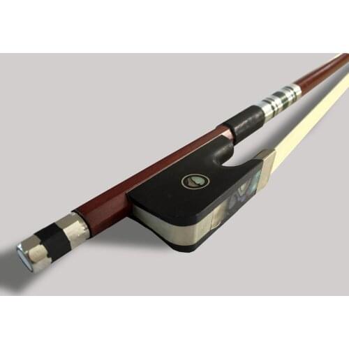 High Grade Cello Bow Exquisite Brazil Wood Ebony frog w/ Colored Shell White Horse Hair Violincello Bow parts accessoire
