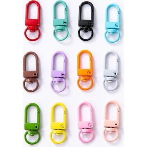 10Pcs Metal Colorful Painted 12x33mm Dog Collar Buckle Swivel Trigger Clip Key Chain Connector for DIY Keychain Jewlery Findings