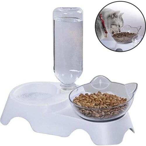 Pet Bowl Reusable Anti-slip Base Dog Bowl Cat Bowl with Removable Water Bottle