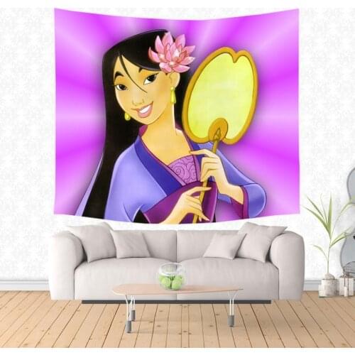 Mulan Pattern Tapestry Wall Hanging Decor Personalized Carpet Home Decorative Wall Tapestries Bed Cover