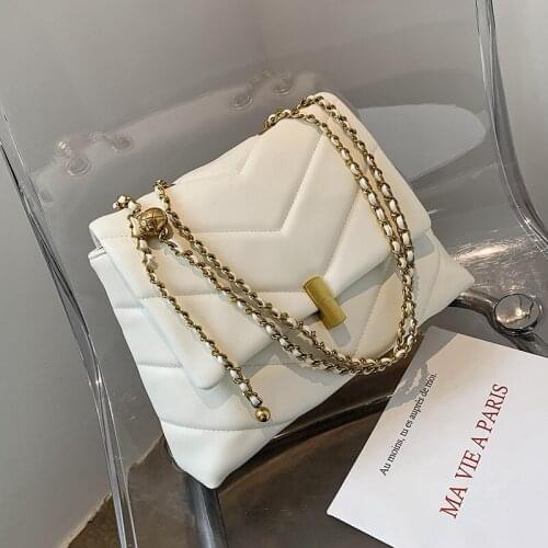 Solid Pu Leather Square Women Crossbody Bag Designer Large Capacity Underarm Shoulder Bag Woman High-Quality Chain Diagonal Bags