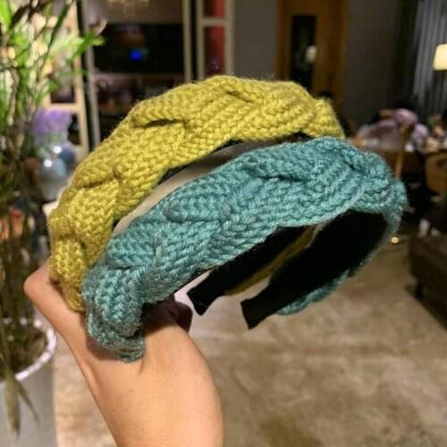 Autumn and Winter Woolen Headband, Retro Headband, Pure Color Fabric Hairband, Trendy Knitted Hairpin