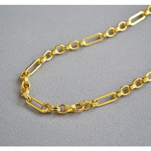 Ins blogger genuine gold plated copper vintage rock punk thick chain necklaces for women cool chocker Necklace party jewerlry