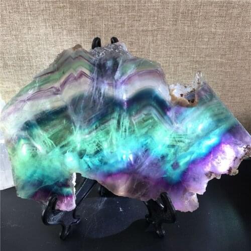 Natural rainbow fluorite crystal strip fluorite flat panel home decoration