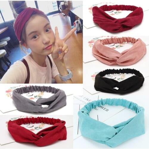 Fashion Women Girls Solid Cross Headband Turban Elastic Headwear Head Wrap Women Hair Accessories for Women Striped Hair Bands