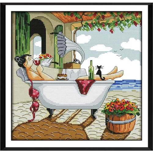 Dimensions Cross Stitch Kit for Adults - Stamped Enjoy Life Pattern Handmade