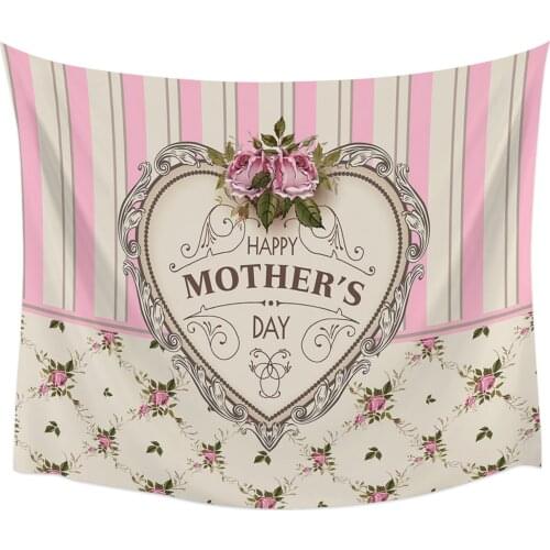 Happy MotherS Day Love Retro Stripes Wall Tapestry Home Wall Decor Bedroom Tapestry Wall Hanging Yoga Mat Picnic Mat