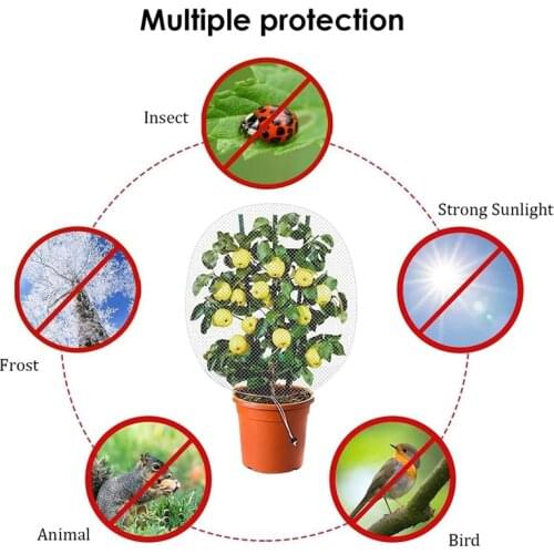 Plant Protection Net Bags with Drawstring Garden Mesh Barrier Fruit Protector Bags for Protecting Tomato Fruits Flower
