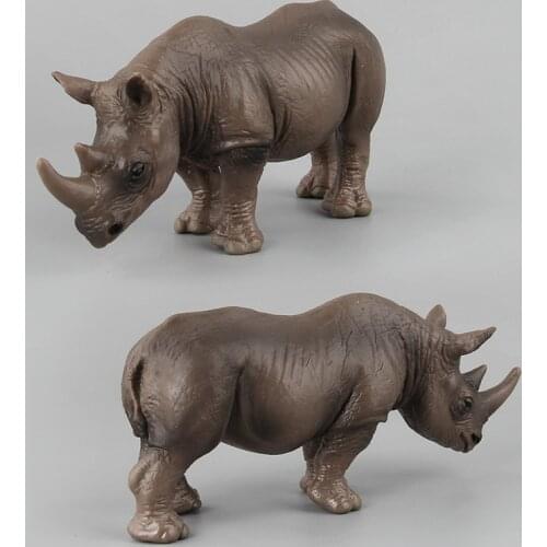Cute Simulation Rhinoceros Collectible Wild Animal Action Figures Rhino Plastic Model Education Toy