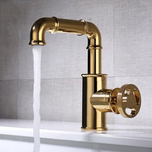 Basin Faucets Golden Color Brass Crane Bathroom Faucets Hot and Cold Water Mixer Tap Contemporary Mixer Tap torneira DG20-0721