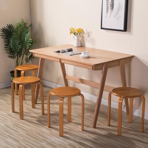 Modern Wooden Stool K/D Footstool Living Room Furniture Footrest Seat Stool Stacking Small Chair for Home/Restaurants/Hotel/Bar