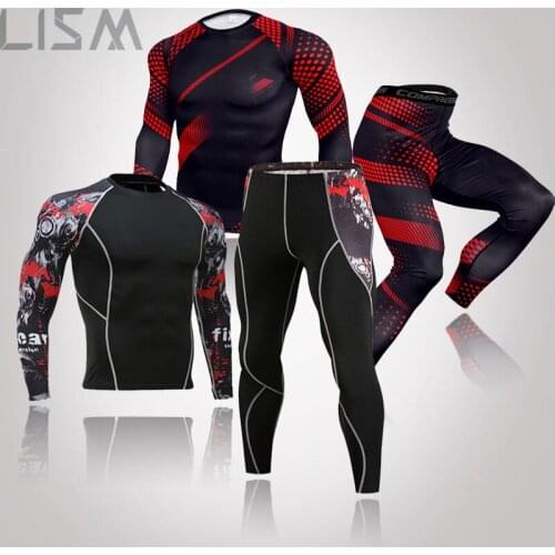 Tracksuit Men Sports Suit Gym Fitness Compression Clothes Running Jogging Sportwear Exercise Workout Rashguard Tights
